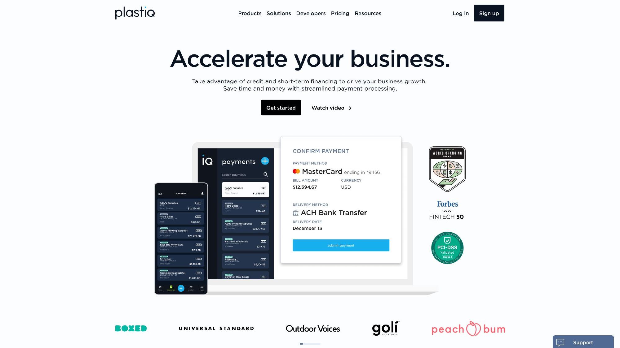 Plastiq homepage after the repositioning.